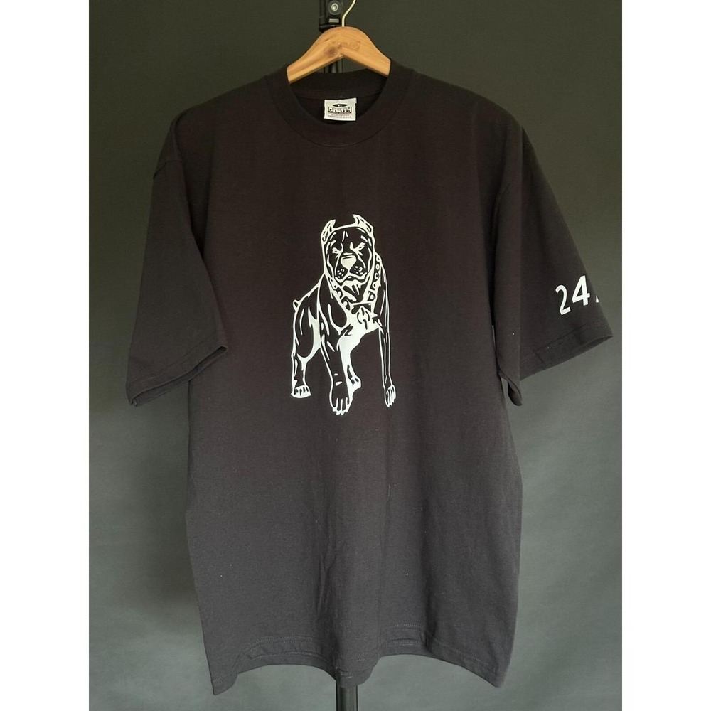 Fat Dog Tshirt Pitbull Love Pro Club Heavyweight Black Graphic Hip Hop 1990's